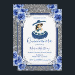 Silver Royal Blue Rose Quinceanera  Einladung<br><div class="desc">Silver Royal Blue Quinceanera EinladungMis Quince Anos,  15.</div>