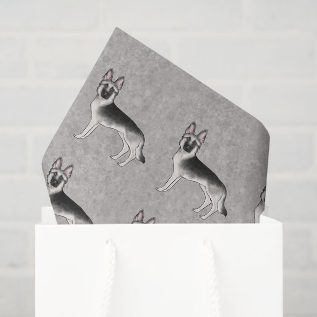 Silver Sable German Shepherd Cartoon Dog Muster Seidenpapier (Geschenktüte)