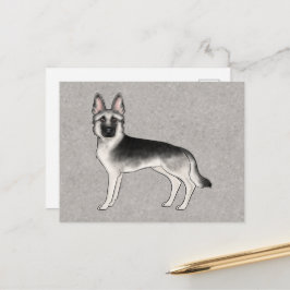Silver Sable German Shepherd Cartoon GSD Dog Gray Postkarte