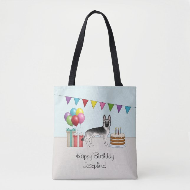 Silver Sable German Shepherd farbenfroh Geburtstag Tasche (Vorderseite)