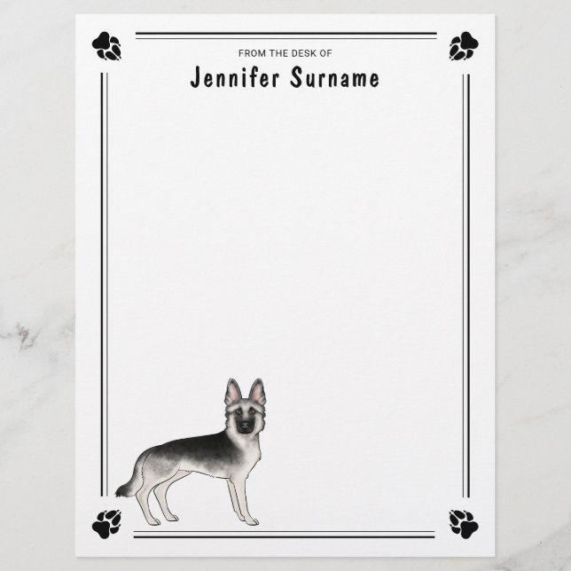 Silver Sable German Shepherd Hund und Custom Text Briefbogen (Vorderseite)