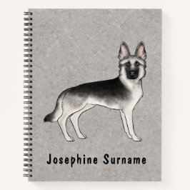 Silver Sable German Shepherd Hund und Custom Text Notizbuch