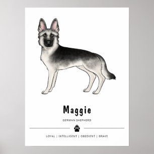 Silver Sable German Shepherd Hund und Custom Text Poster