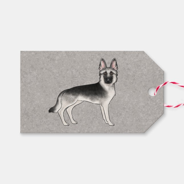 Silver Sable German Shepherd Niedlich Cartoon Dog Geschenkanhänger (Vorderseite (Horizontal))