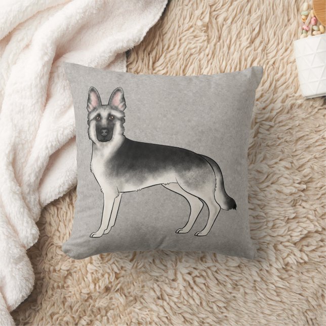 Silver Sable German Shepherd Niedlich Cartoon Dog Kissen (Decke)