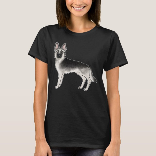Silver Sable German Shepherd Niedlich Cartoon Dog T-Shirt (Vorderseite)