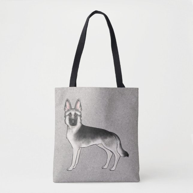 Silver Sable German Shepherd Niedlich Cartoon Dog  Tasche (Vorderseite)
