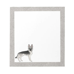 Silver Sable German Shepherd Niedlich Cartoon GSD  Notizblock