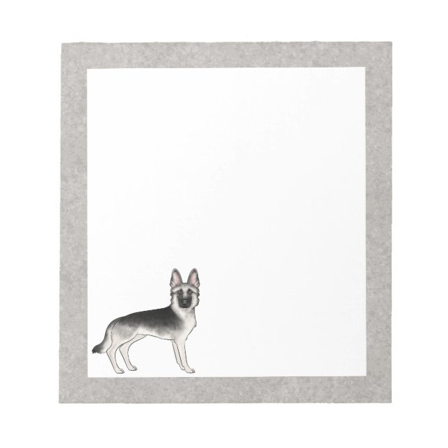 Silver Sable German Shepherd Niedlich Cartoon GSD  Notizblock (Vorderseite)