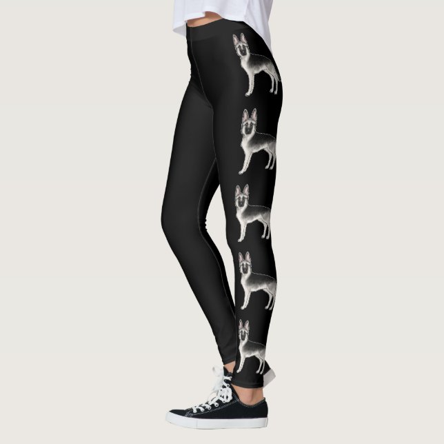 Silver Sable German Shepherd Niedlich Cartoon Hund Leggings (Links)