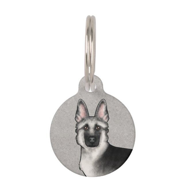 Silver Sable German Shepherd Niedlich Dog Head Haustiermarke (Vorderseite)