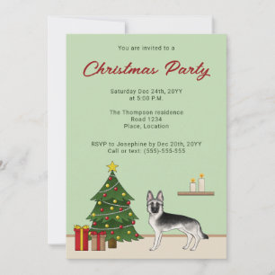 Silver Sable German Shepherd Weihnachten Einladung