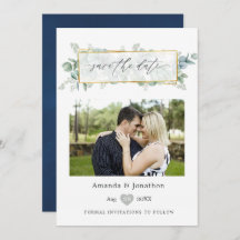 Silver Sage and Navy Eucalyptus Geometric Wedding