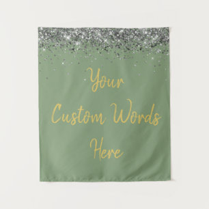 Silver Sage Green Birthday Party Foto Stand Prop Wandteppich