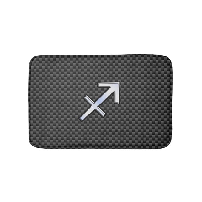 Silver Sagittarius Zodiac Sign Carbon Fibre Print Badematte (Vorderseite)