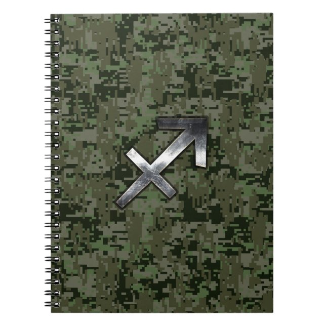 Silver Sagittarius Zodiac Woodland Digital Camo Notizblock (Vorderseite)