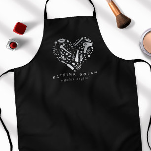 Silver Salon Heart Stylist Personalisierter Name Schürze