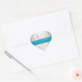 Silver Save the Date Hawaiian Blue Wedding Siegel Herz-Aufkleber