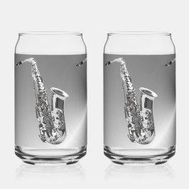 Silver Saxophon gedruckt 16oz Can Brille Dosenglas
