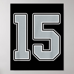Silver Schwarz-weiß Number 15 Jersey Player Unifor Poster