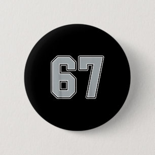 Silver Schwarz-weiß Number 67 Jersey Player Unifor Button