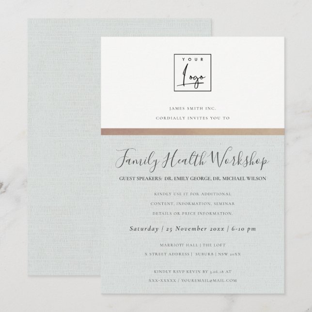 SILVER SCHWARZE SKETCH STRIPE LINE SPRACHE SEMINAR EINLADUNG (Vorne/Hinten)