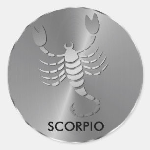Silver Scorpio the Scorpion - Zodiac Zeichen Runder Aufkleber