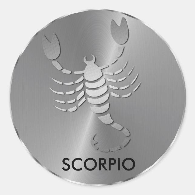Silver Scorpio the Scorpion - Zodiac Zeichen Runder Aufkleber (Vorderseite)