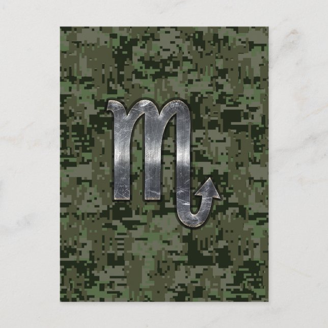 Silver Scorpio Zodiac Signage Woodland Digitale Ca Postkarte (Vorderseite)