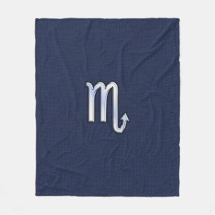 Silver Scorpio Zodiac Symbol Navy Carbon Fibre Fleecedecke
