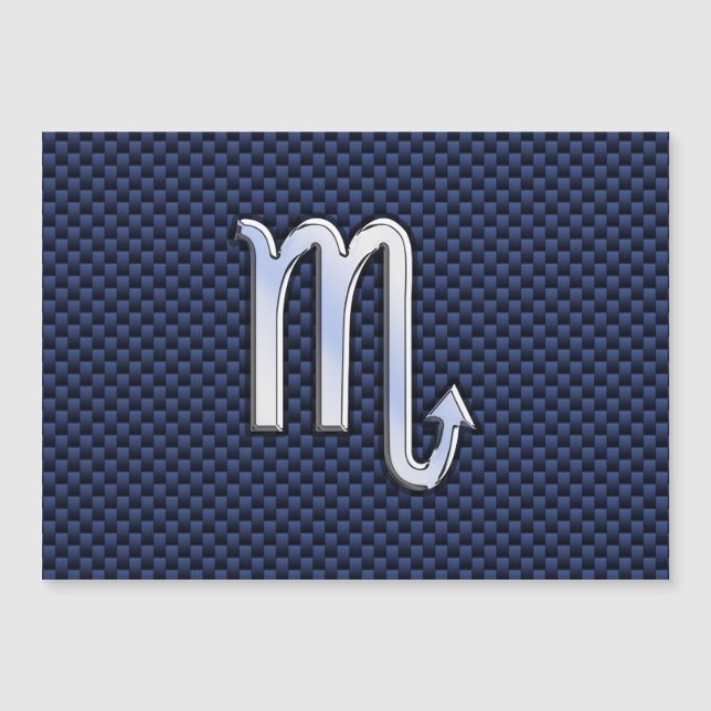 Silver Scorpio Zodiac Symbol Navy Carbon Fibre Magnetkarte (Vorderseite)