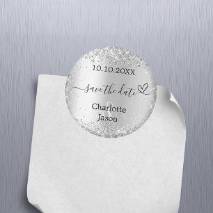 Silver Script Herz boho Hochzeit Speichern Sie das Magnet