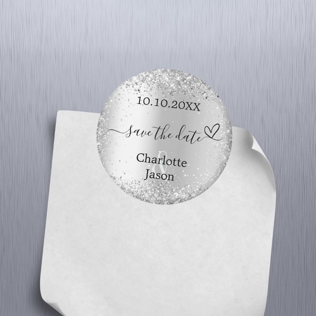 Silver Script Herz boho Hochzeit Speichern Sie das Magnet (Von Creator hochgeladen)
