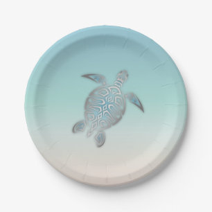 Silver Sea Turtle Beach Style Seeküste Pappteller