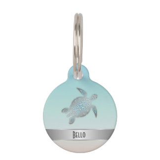 Silver Sea Turtle Personalize Haustiermarke