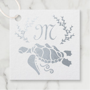 Silver Sea Turtle Silhouette Side View Geschenkanhänger