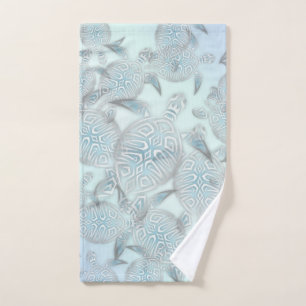 Silver Sea Turtles Lila Muster Handtuch
