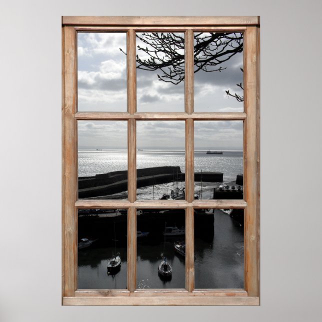 Silver Sea View aus einem Fenster Poster (Vorne)