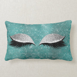 Silver Sequin Glitzer Black Aquamarin Makeup Lashe Lendenkissen