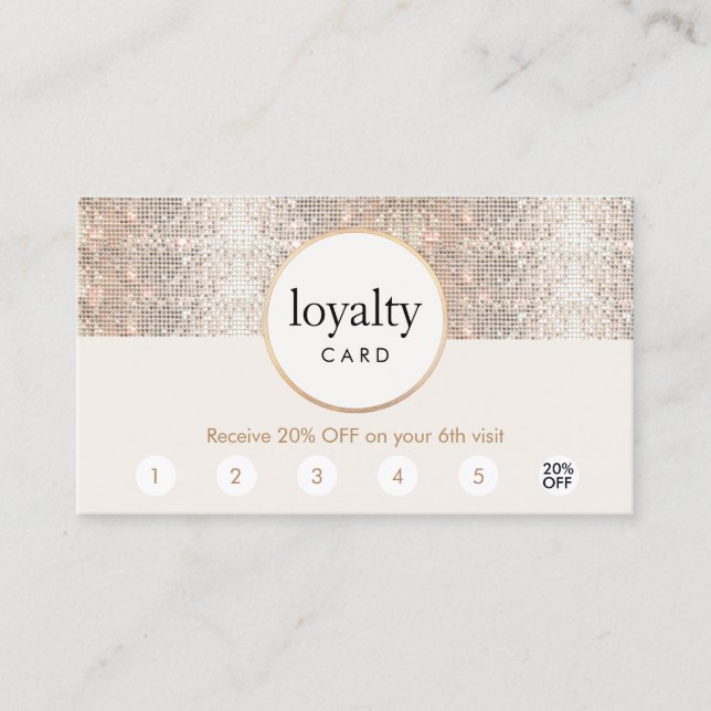Silver Sequin Hair Salon 6 Punch Loyalty Treuekarte (Vorderseite)