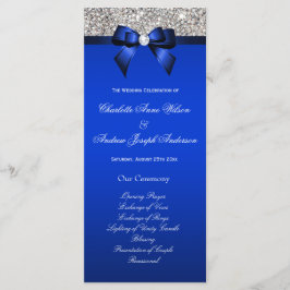 Silver Sequin Royal Blue Bow Wedding Program Programm