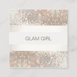 Silver Sequin Stripes Makeup Artist Quadratische Visitenkarte