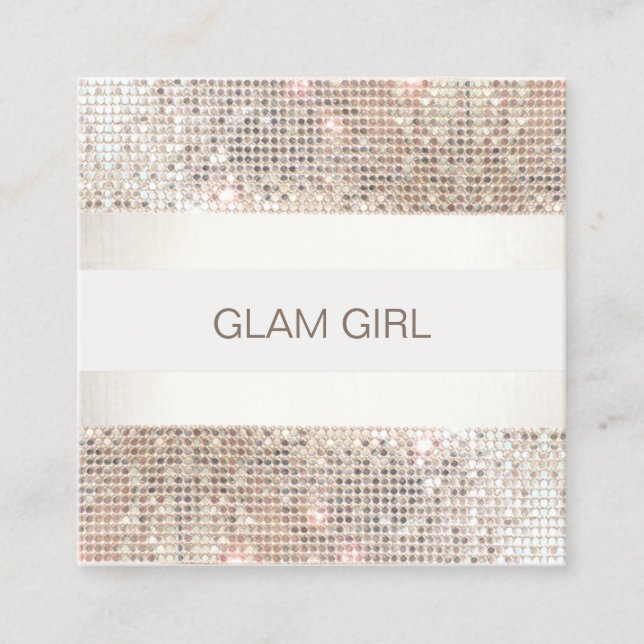 Silver Sequin Stripes Makeup Artist Quadratische Visitenkarte (Vorderseite)