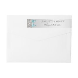 Silver Sequins Aquamarin Blue Bow und Diamond