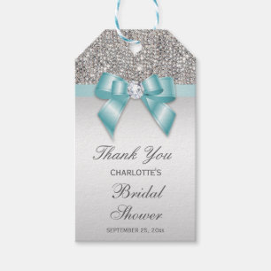Silver Sequins Aquamarine Diamond Bow Brautparty Geschenkanhänger