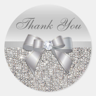 Silver Sequins Bow Danke Stickers