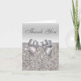 Silver Sequins, Bow & Diamond Vielen Dank Dankeskarte