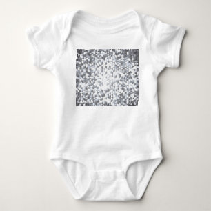 Silver Sequins: Glittering Mosaic Background Baby Strampler