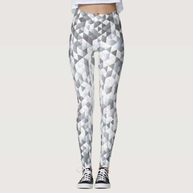 Silver Sequins: Glittering Mosaic Background Leggings (Vorderseite)