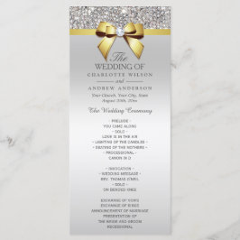 Silver Sequins Gold Diamond Bow Wedding Program Programm